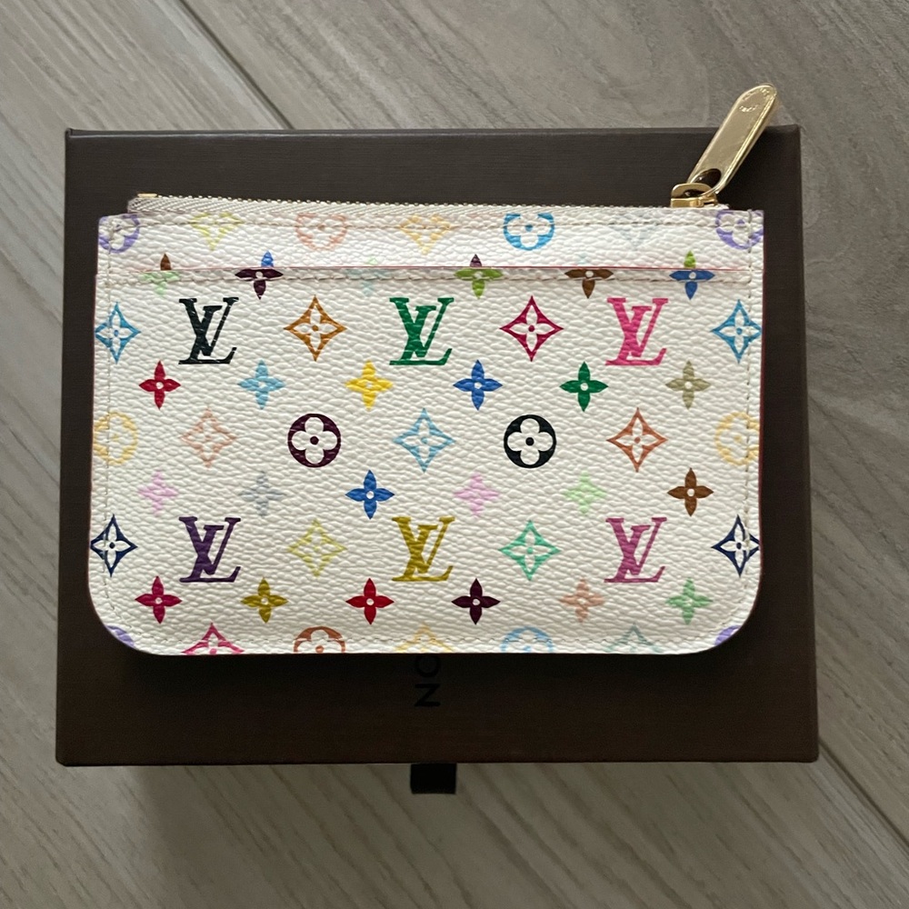 Authentic Louis Vuitton Original Murakami White Multicolor Key Pouch